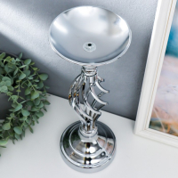 Подсвечник металл на 1 свечу "Сплетение" серебро 40х14х15 см