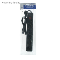 Сетевой фильтр 5bites SP6B-118 6S, 6 розеток, 1.8 м, 10 А, 3х0.75 мм2, с з/к, с выкл.,черный