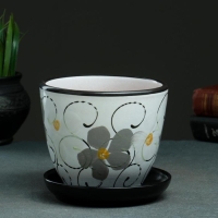 Горшок для цветов &laquo;Фиалка&raquo;, 1 л, d=15 см, h=13 см, керамический, с поддоном