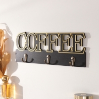 Крючки декоративные дерево "Кофе" чёрный с золотом 3х30х12 см Крючки декоративные дерево "Кофе" чёрный с золотом 3х30х12 см