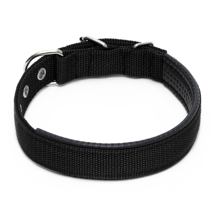 Ошейник "Комфорт" комбинированный (полиэстер, искусственная кожа), 58 х 3 см, ОШ 45-52 см, чёрный 60