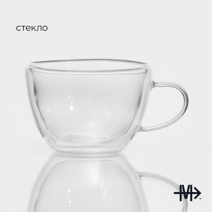 Кружка стеклянная с двойными стенками Magistro &laquo;Дуо&raquo;, 190 мл