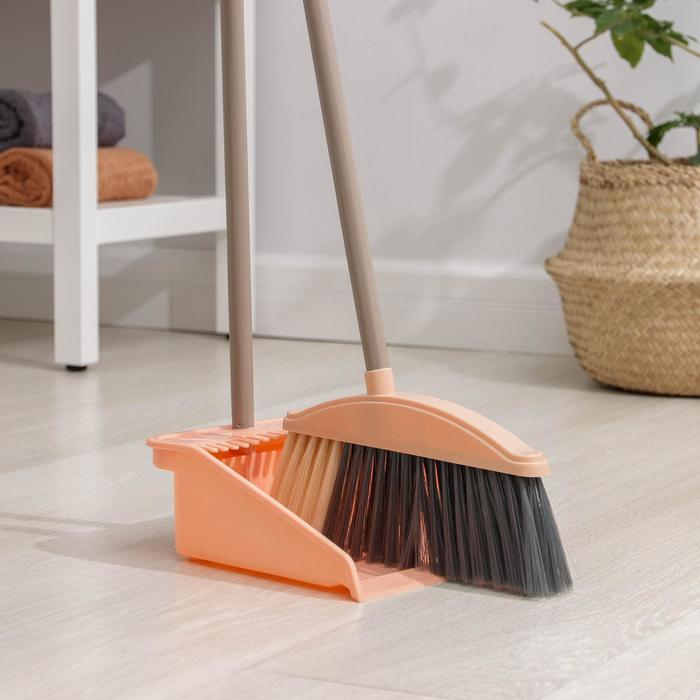 Щётка для пола: совок 24&times;25&times;81 см, щётка 24 см, цвет персиковый