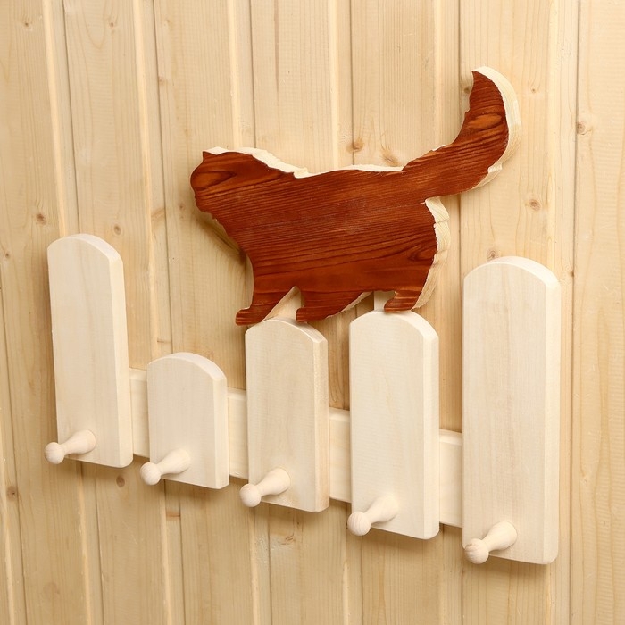 Вешалка Вешалка "Котёнок", 5 крючков, 45х35х8 см