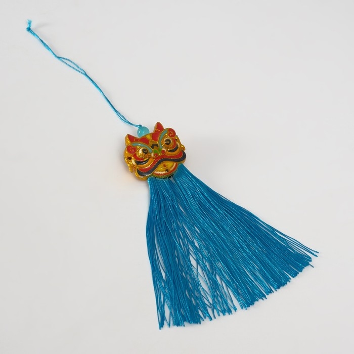 Подвеска текстиль, пластик Подвеска текстиль, пластик "Китайский лев" голубая 2х4х14 см
