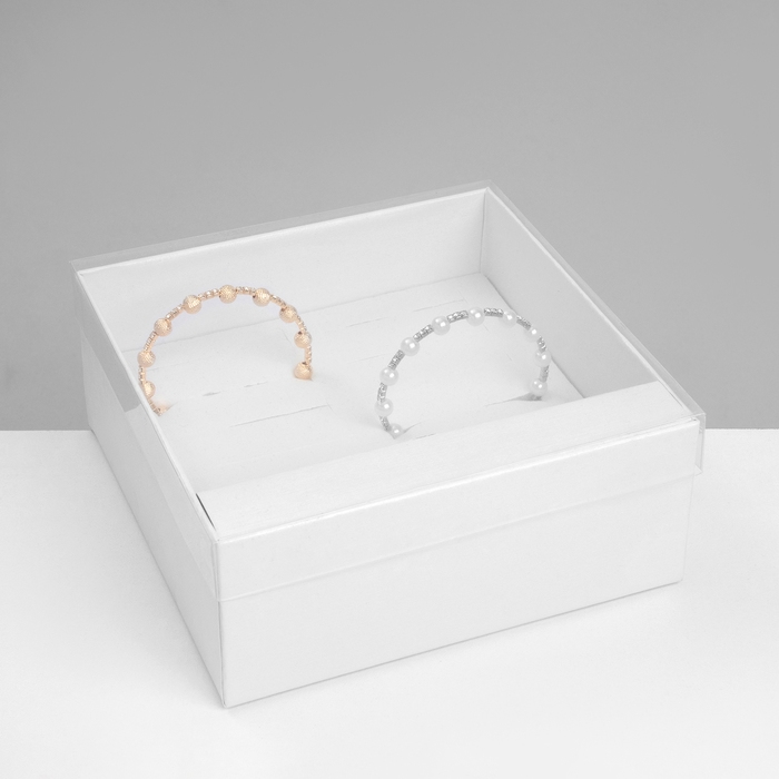 Подставка для украшений &laquo;Шкатулка&raquo; 12 мест, 14,5&times;14,5&times;6 см, цвет белый