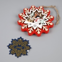 Ёлочная игрушка &laquo;Снежинка со снеговиком&raquo;, от батареек, свечение тёплое белое