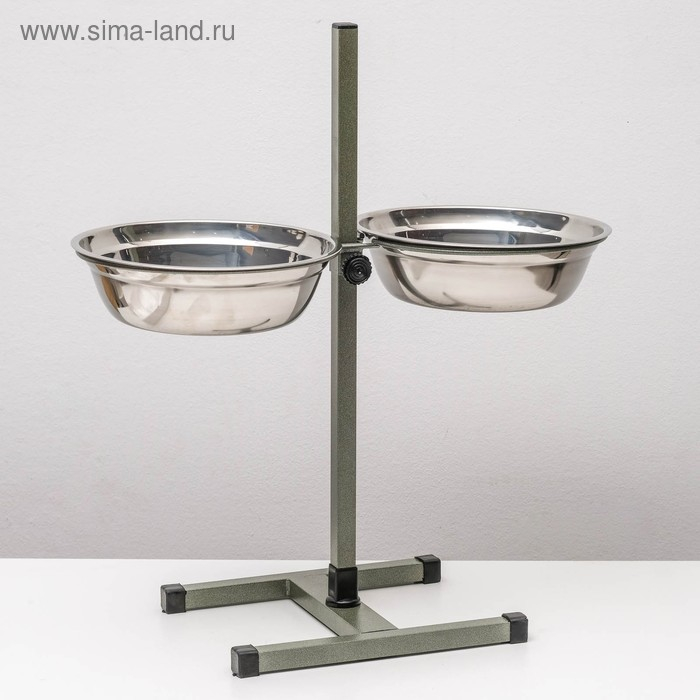 Подставка с мисками, 2 х 2 л, высота 50 см, разборная, зелёная Подставка с мисками, 2 х 2 л, высота 50 см, разборная, зелёная