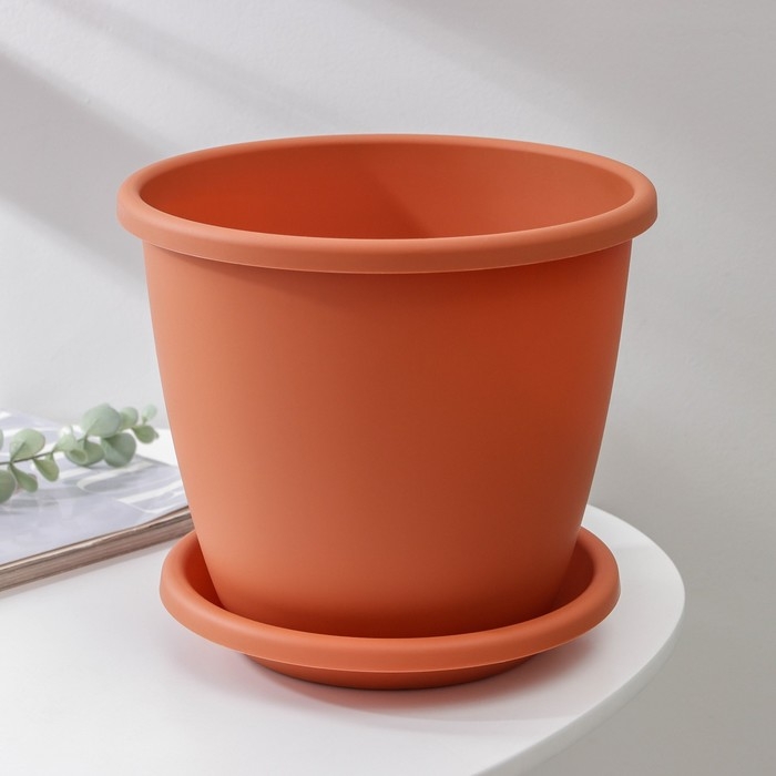 Горшок для цветов с поддоном «Афина», 5,5 л, пластиковый, цвет коричневый Горшок для цветов с поддоном «Афина», 5,5 л, пластиковый, цвет коричневый