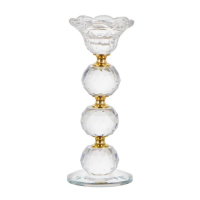 Подсвечник стекло на 1 свечу "Цветочек с тремя хрустальными шарами" 18х7х7 см Подсвечник стекло на 1 свечу "Цветочек с тремя хрустальными шарами" 18х7х7 см