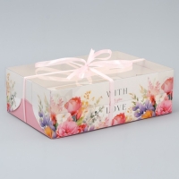 Коробка для капкейка, кондитерская упаковка, 6 ячеек &laquo;С теплом и любовью&raquo;, 23 х 16 х 7.5 см