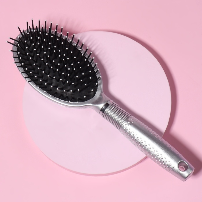 Расчёска массажная, 8 &times; 25 см, цвет серебристый