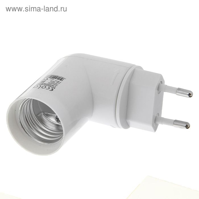 Переходник Ecola, вилка-патрон, E27, 60 х 83 мм, с выключателем, белый Переходник Ecola, вилка-патрон, E27, 60 х 83 мм, с выключателем, белый