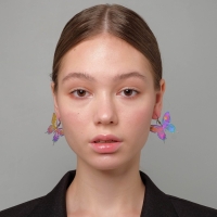 Серьги металл &laquo;Бабочки&raquo; кружевные, цвет бензиновый