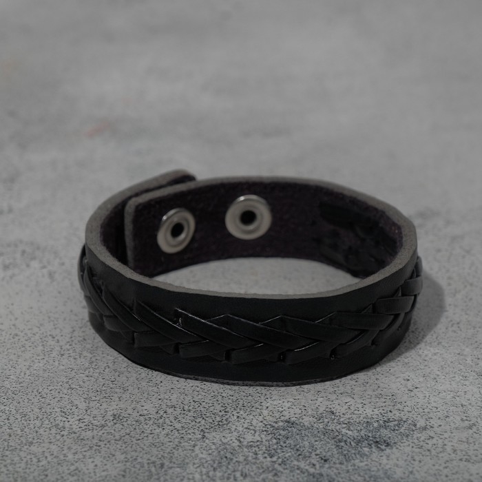 Браслет кожа &laquo;Минимал&raquo; коса, цвет чёрный, 22 см