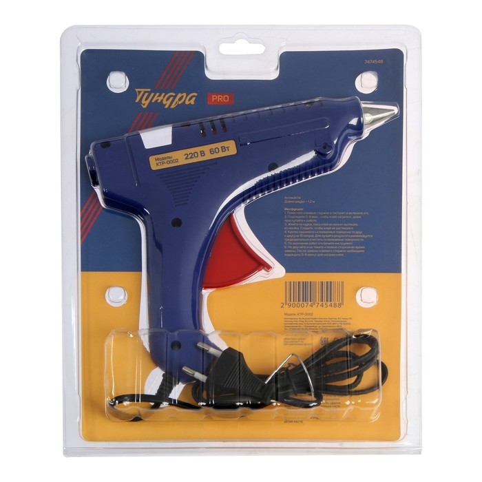 Клеевой пистолет ТУНДРА ВДОМ, 60 Вт, 220 В, выключатель, индикатор, антикапля, 1.2 м, 11 мм Клеевой пистолет ТУНДРА ВДОМ, 60 Вт, 220 В, выключатель, индикатор, антикапля, 1.2 м, 11 мм