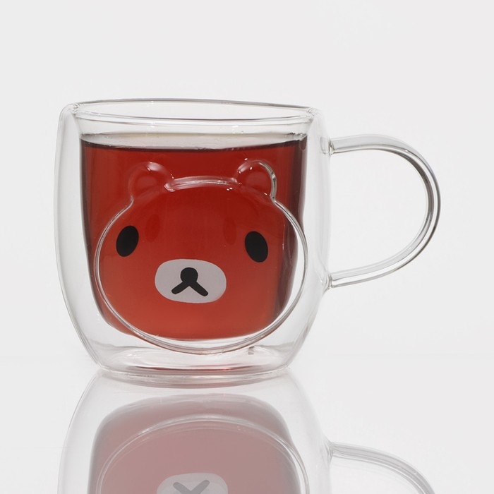 Кружка стеклянная с двойными стенками &laquo;Панда&raquo;, 300 мл