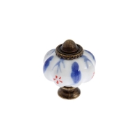 Ручка кнопка ТУНДРА, керамическая, расписная с синими узорами Ручка кнопка ТУНДРА, керамическая, расписная с синими узорами