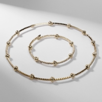 Набор 2 предмета колье, браслет &laquo;Ноэль&raquo; бусины №6, цвет белый в золоте