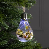 Ёлочный шар «Шишки с желтой мишурой», батарейки, 5 LED, свечение белое Ёлочный шар «Шишки с желтой мишурой», батарейки, 5 LED, свечение белое