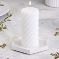 Подсвечник "Шестигранник. Мрамор" из гипса,9,7х11,3х1см,белый перламутр Подсвечник "Шестигранник. Мрамор" из гипса,9,7х11,3х1см,белый перламутр