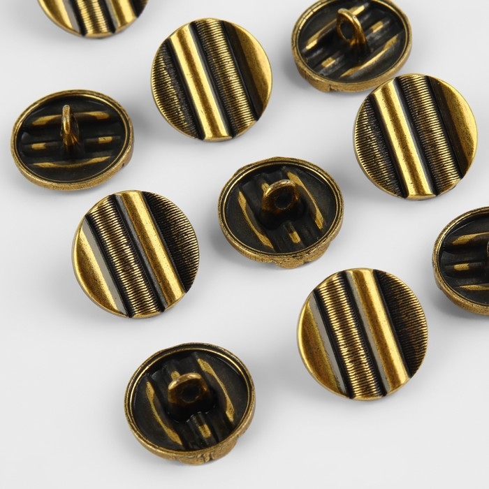 Набор металлических пуговиц на ножке, d = 15 мм, 10 шт, цвет бронзовый