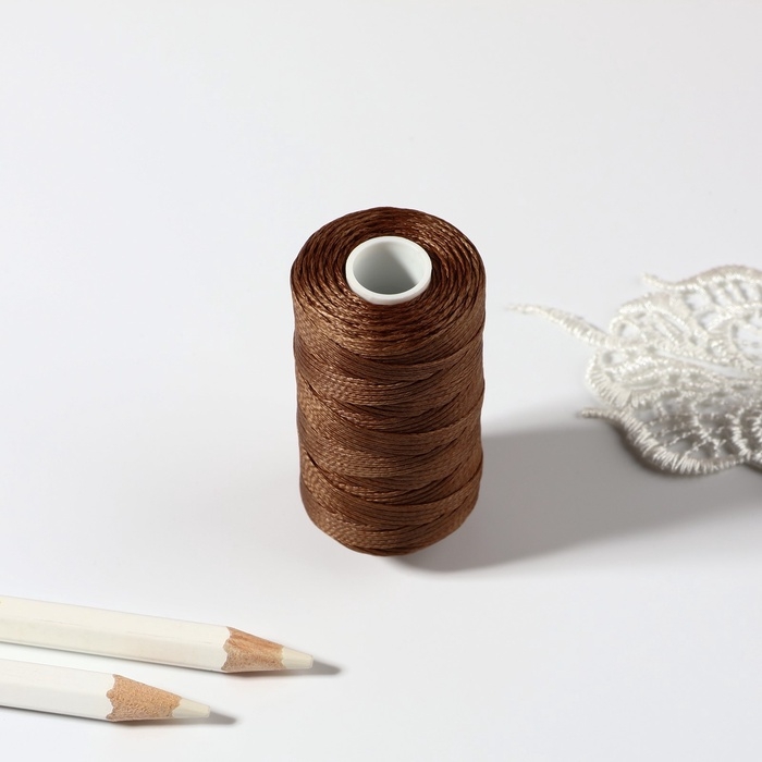 Нитки вощёные, плоские, 210D/16, 1 мм, 50 ± 2 м, цвет светло-коричневый Нитки вощёные, плоские, 210D/16, 1 мм, 50 ± 2 м, цвет светло-коричневый