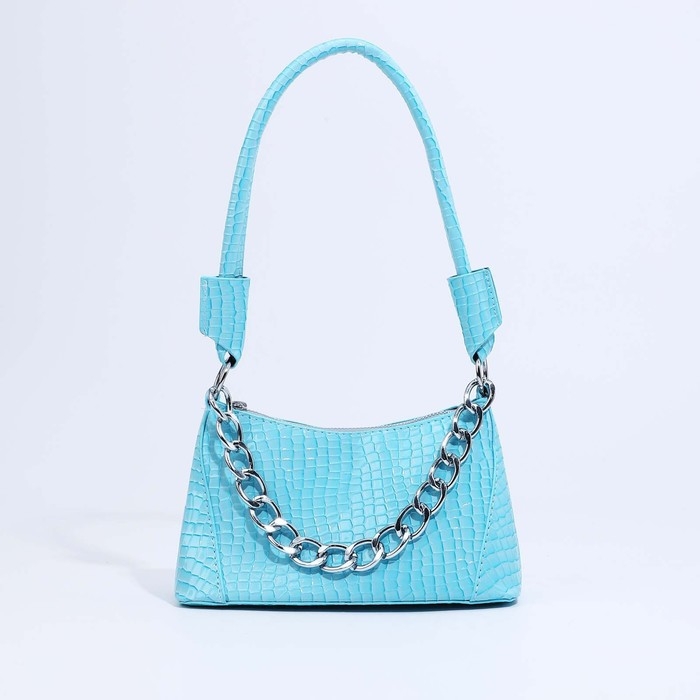 Сумка-багет на молнии, цвет голубой