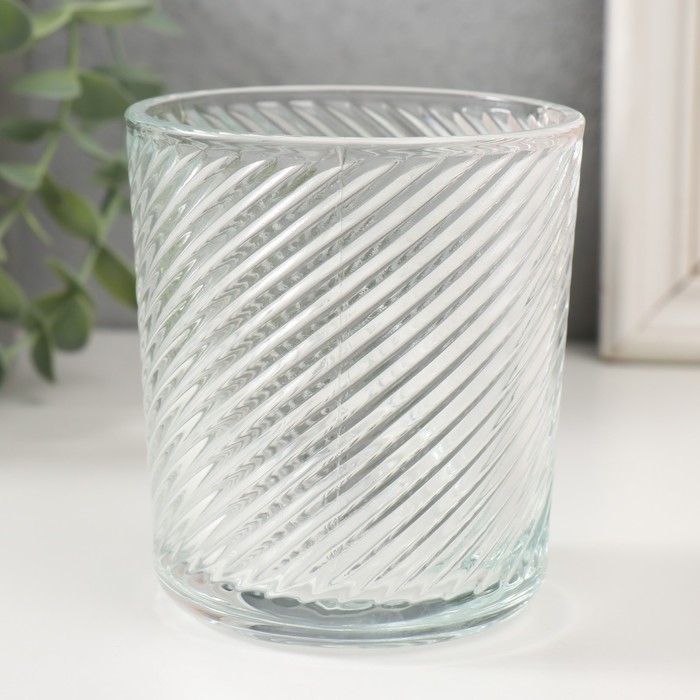 Банка для свечей стекло Банка для свечей стекло "Наклонные линии" прозрачная 350 мл 8,5х8,5х10 см