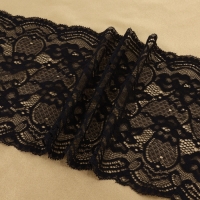 Кружевная эластичная ткань, 220 мм &times; 2,7 &plusmn; 0,5 м, цвет чёрный