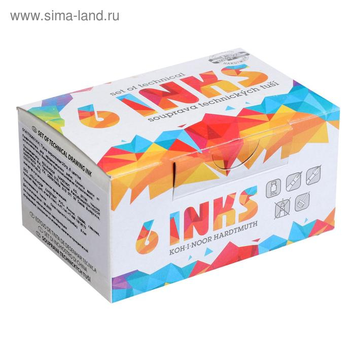 Набор цветной туши Koh-I-Noor, 6 цветов в тубах по 20 мл, картонная упаковка