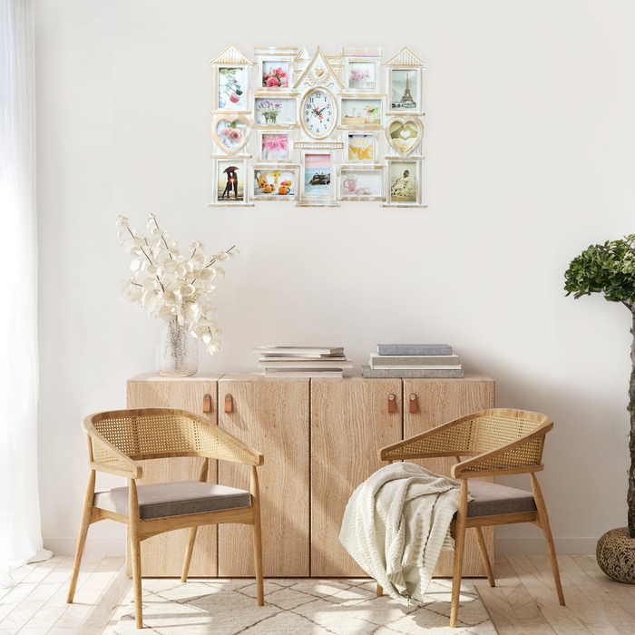 Часы настенные интерьерные, фоторамка - коллаж Часы настенные интерьерные, фоторамка - коллаж "Дом", бесшумные, 54.5 х 74 см