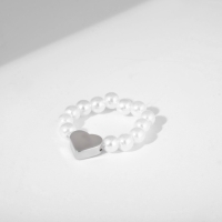 Кольцо &laquo;Сердечко&raquo;, цвет белый с серебром