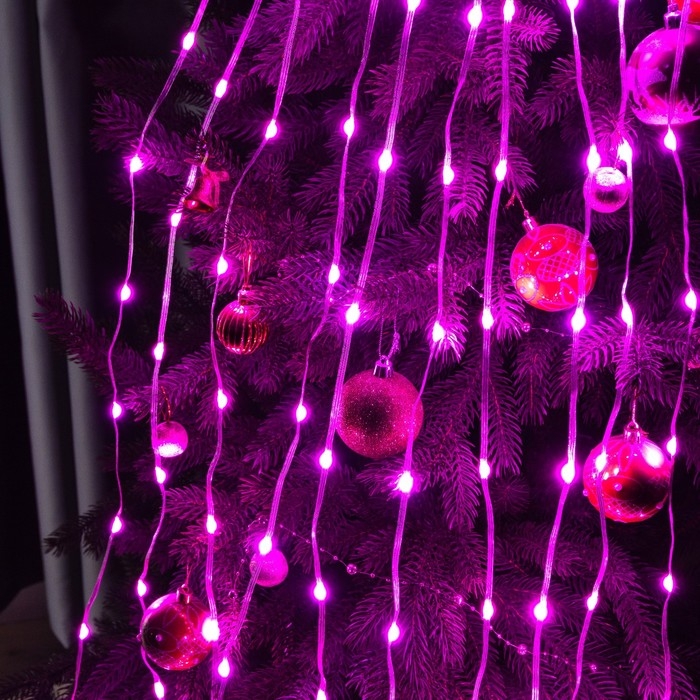 Умная гирлянда &laquo;Конский хвост&raquo; 10 нитей по 1 м роса, IP20, серебристая нить, 100 LED, пульт ДУ, приложение, свечение RGB, USB