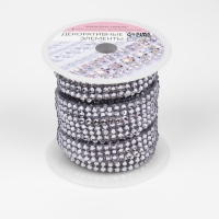 Стразы термоклеевые, d = 3 мм, ширина - 10 мм, 4,5 &plusmn; 0,5 м, цвет серебряный