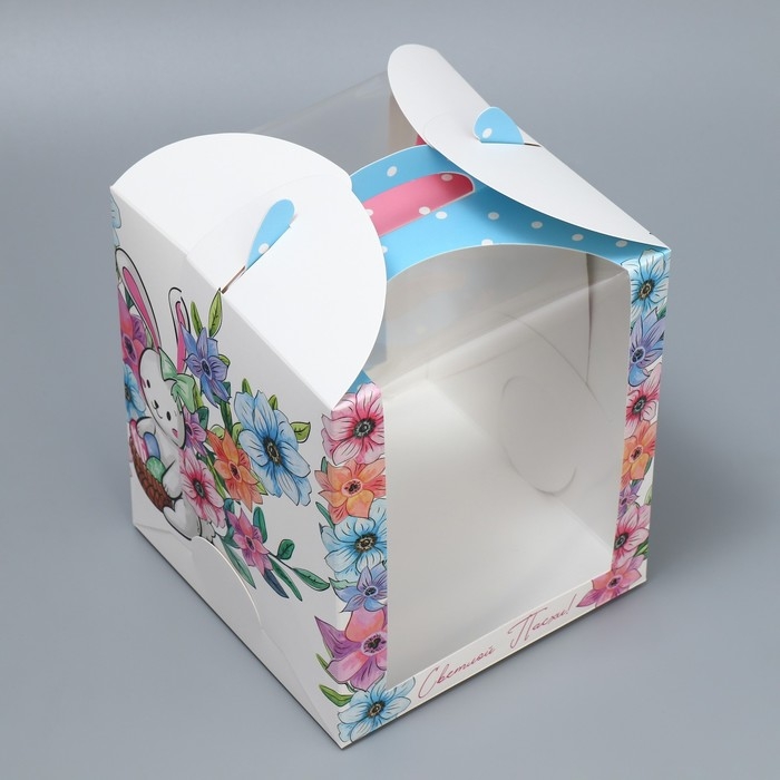 Коробка под маленький торт, кондитерская упаковка, &laquo;Светлой Пасхи!&raquo;, 15 х 15 х 18 см