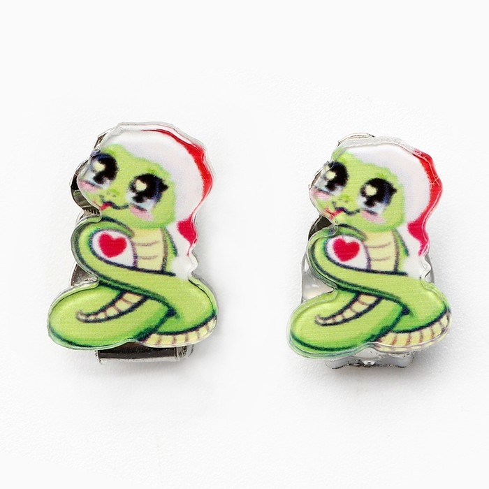 Серьги клипсы детские новогодние &laquo;Стильная девочка&raquo; на Новый год, 7 х 9 см