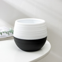 Горшок для цветов с поддоном &laquo;Дуэт&raquo;, 500 мл, пластиковый, чёрно-белый