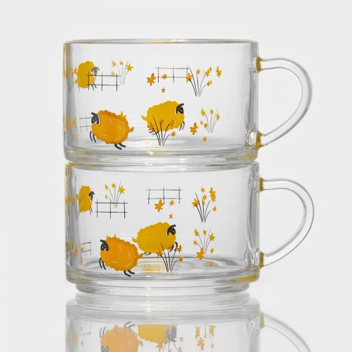 Набор кружек стеклянных &laquo;Весна&raquo;, 2 предмета: 420 мл