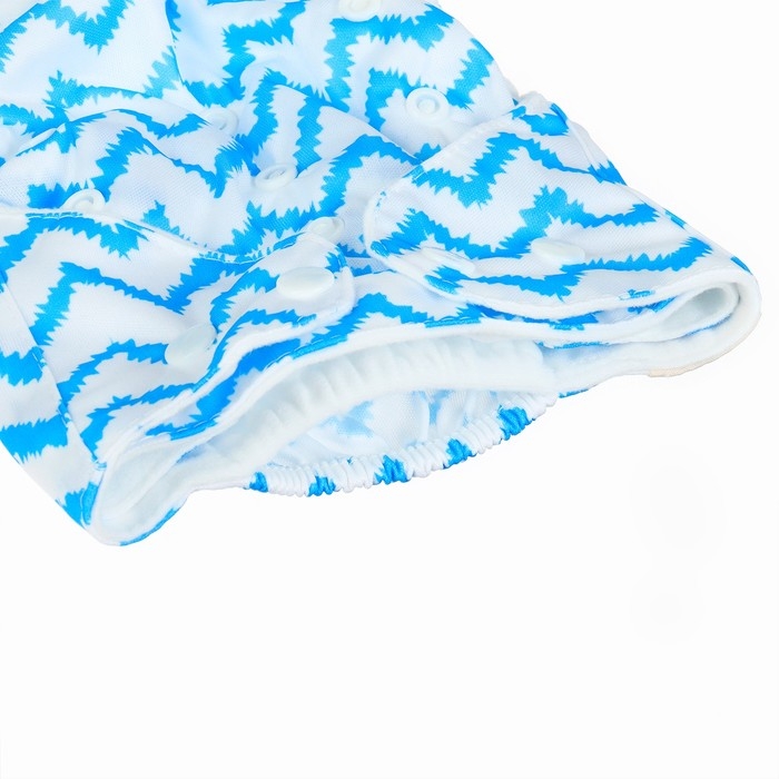 Многоразовый подгузник «Зигзаги», 3-15 кг, цвет голубой, Крошка Я Многоразовый подгузник «Зигзаги», 3-15 кг, цвет голубой, Крошка Я