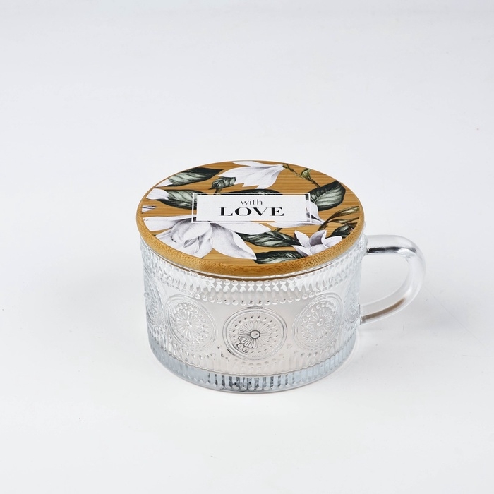 Кружка с крышкой стеклянная Дорого внимание &laquo;With love&raquo;, 450 мл