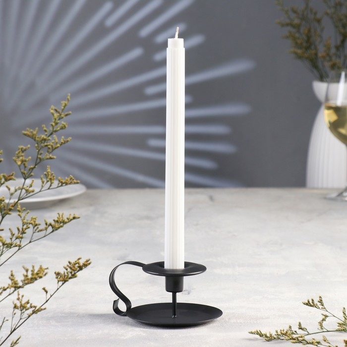 Подсвечник металлический "Классика", на одну свечу, 11 х 6 см, черный