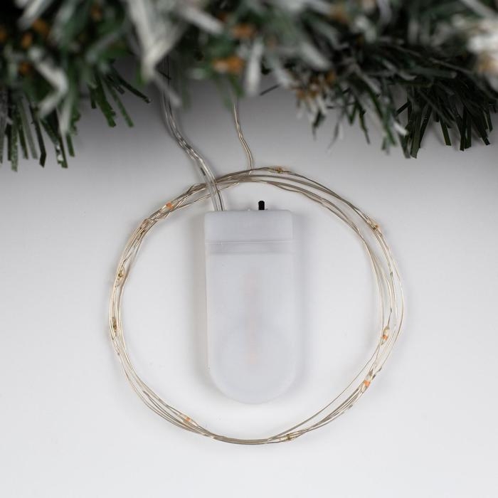 Гирлянда &laquo;Нить&raquo; 1 м роса, IP20, серебристая нить, 10 LED, батарейки CR2032х2 (в комплекте), свечение красное