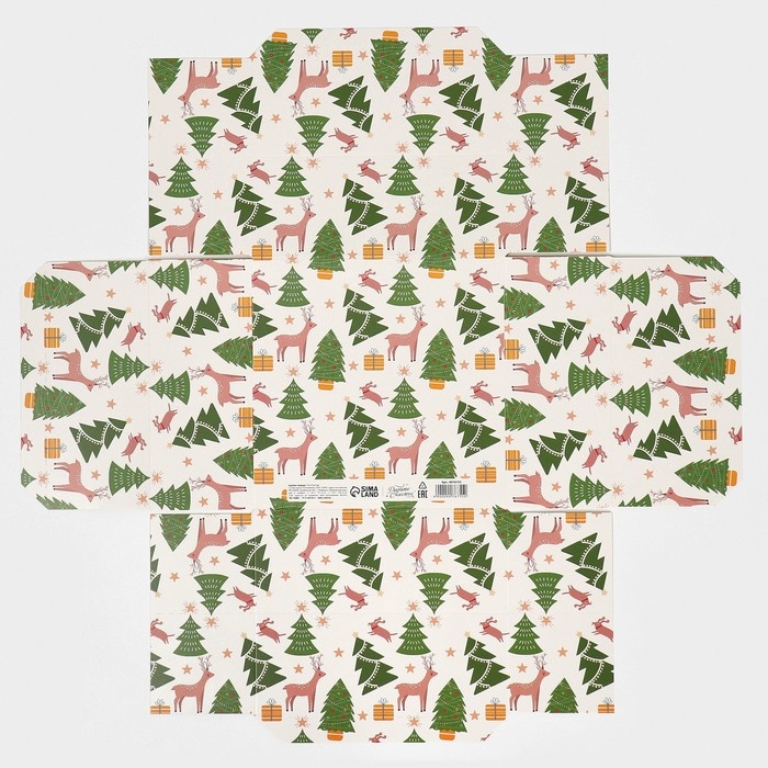 Коробка новогодняя складная &laquo;Новогодний город&raquo;, 17 х 17 х 7 см, Новый год