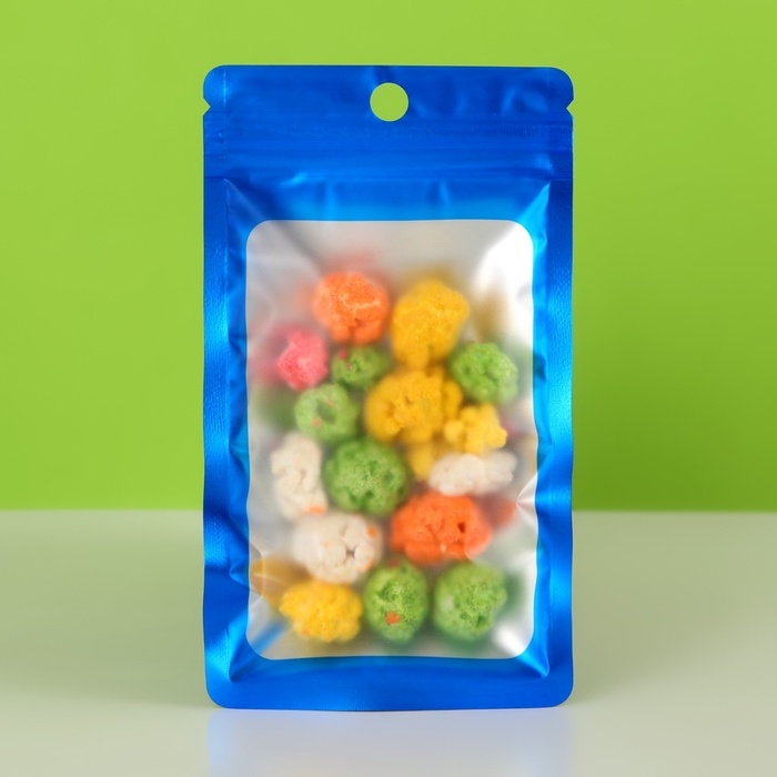 Пакет Зип-лок с окном, с еврослотом, синий, 7,5 х 13 см набор 20шт  10460413