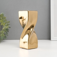 Подсвечник керамика на 1 свечу "Изгиб" d=3,5 см золото 6,5х6,5х17,5 см