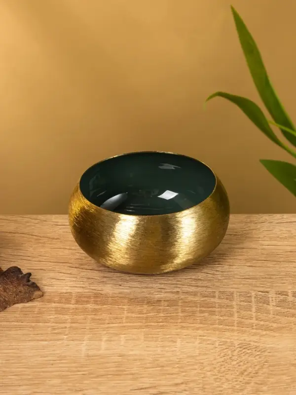 Подсвечник золотой c зелёным покрытием, 8&times;8&times;3.5 см