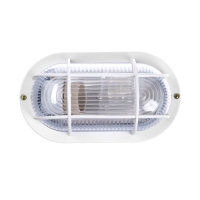 Светильник НБП, под лампу, IP54, 220 В, овал с решеткой, пластик, белый