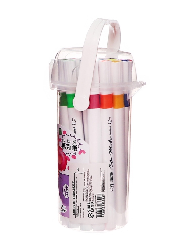 Набор маркеров 24 цвета в пластиковом тубусе, двусторонние