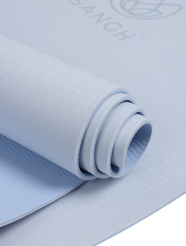 Коврик для йоги и фитнеса Sangh, 183х61х0,4 см цвет пыльно-голубой/темно-голубой